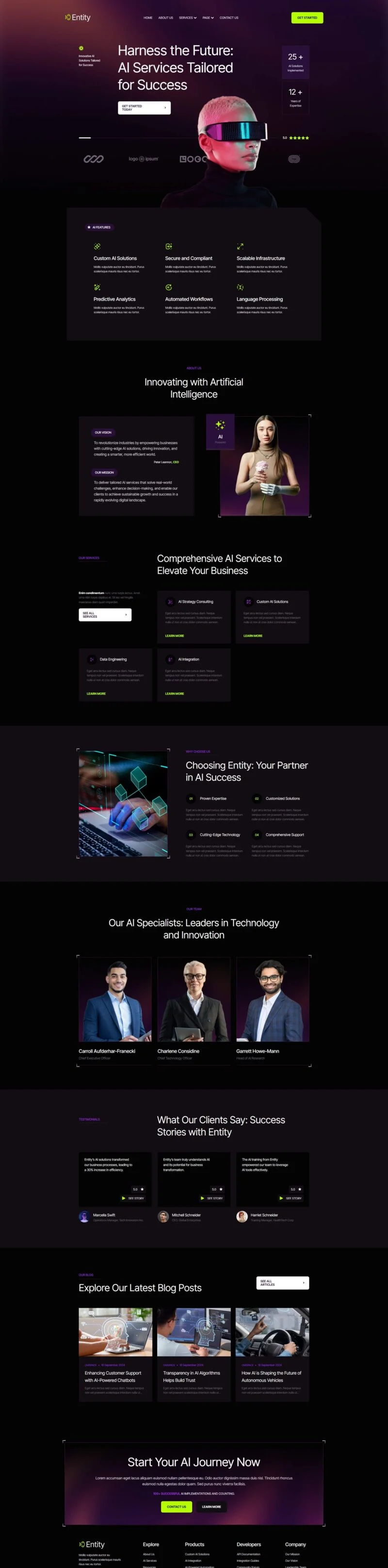人工智能服务Elementor网站模板_一键导入快速建站插图1-WP资源海 AI Elementor 模板首页预览