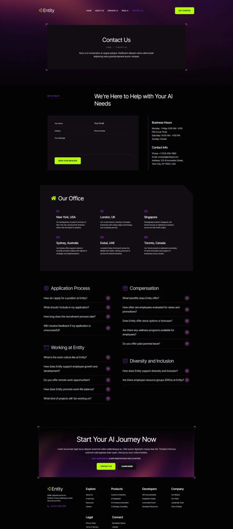 人工智能服务Elementor网站模板_一键导入快速建站插图2-WP资源海 AI Elementor 模板联系表单预览