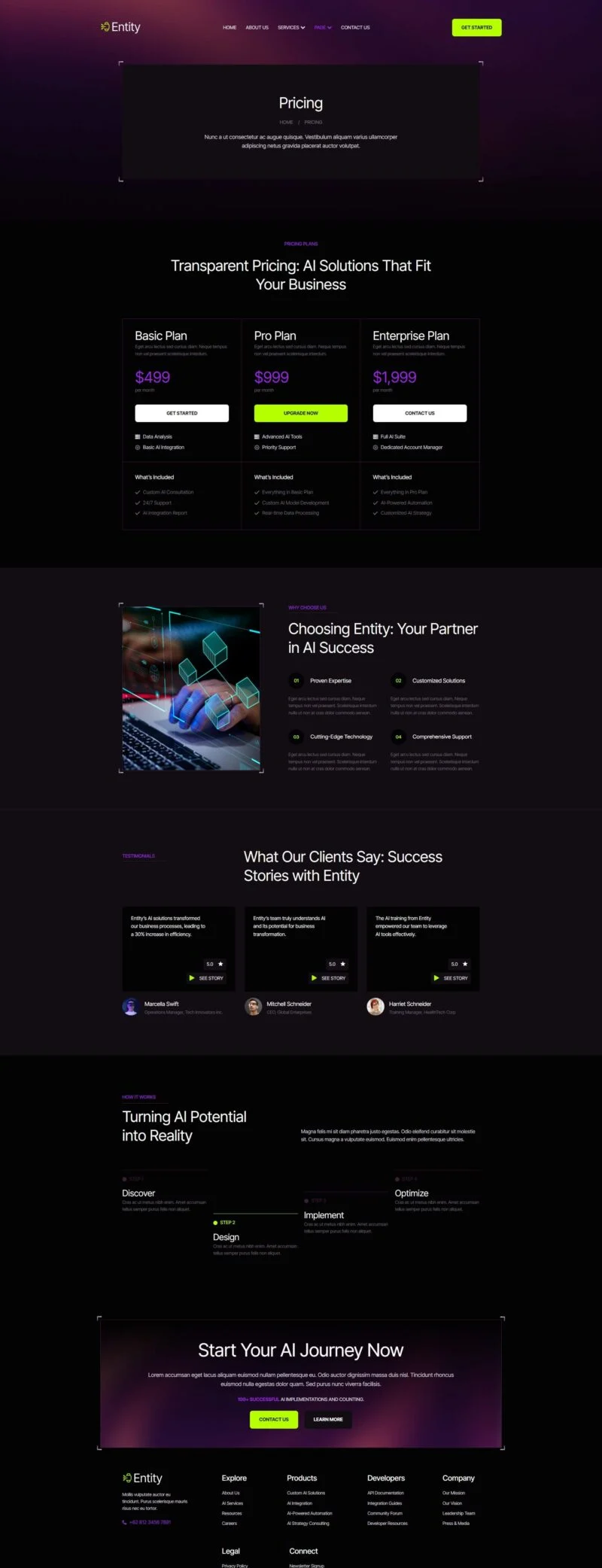 人工智能服务Elementor网站模板_一键导入快速建站插图5-WP资源海 AI Elementor 模板价格页面预览