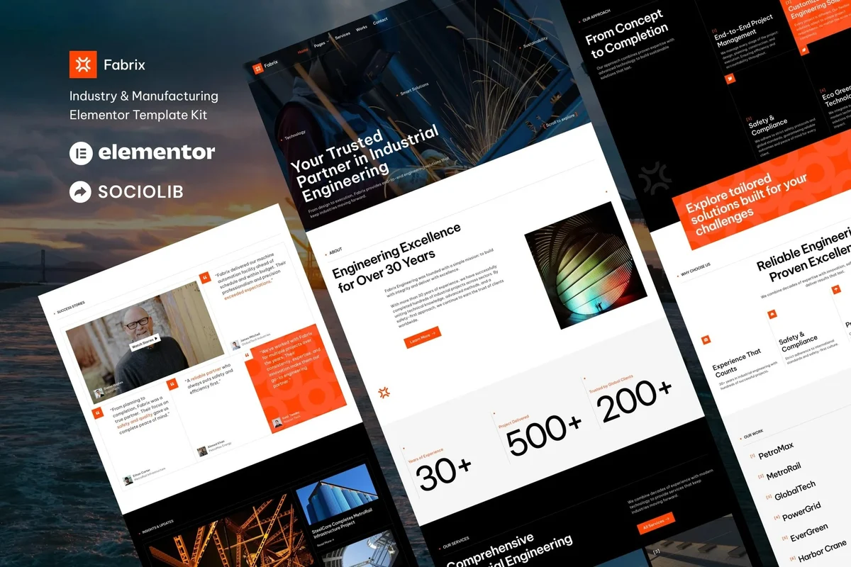 制造业企业Elementor网站模板_一键导入快速建站插图-WP资源海 制造业 Elementor 网站模板封面