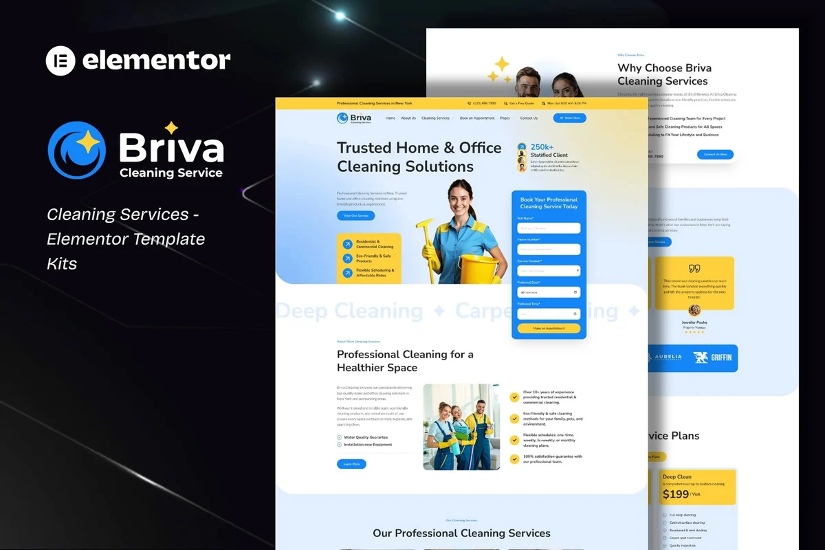 专业保洁团队Elementor网站模板_一键导入快速建站插图-WP资源海 保洁 Elementor 网站模板封面