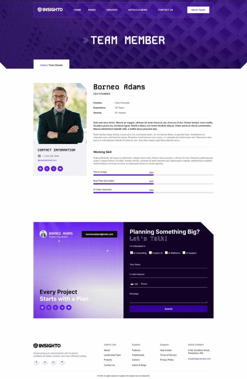 AI Elementor 模板团队页面预览