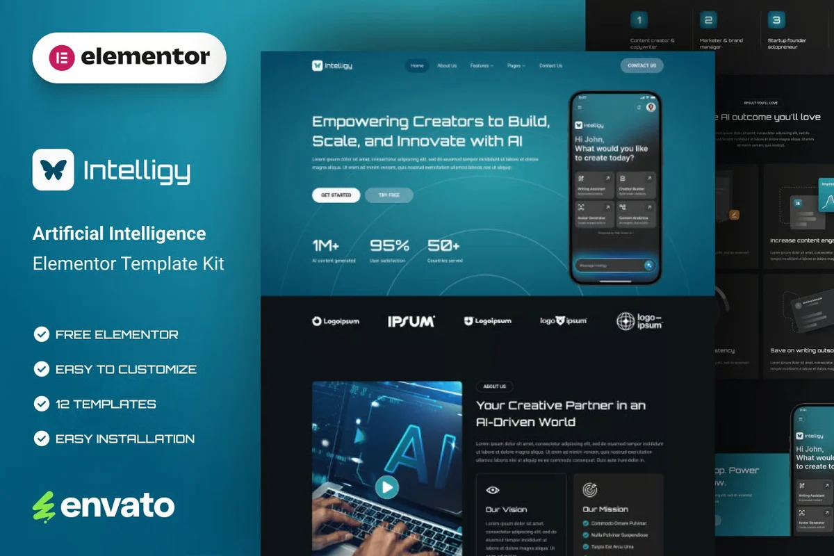 AI创作平台Elementor网站模板_一键导入快速建站插图-WP资源海 AI Elementor 网站模板封面