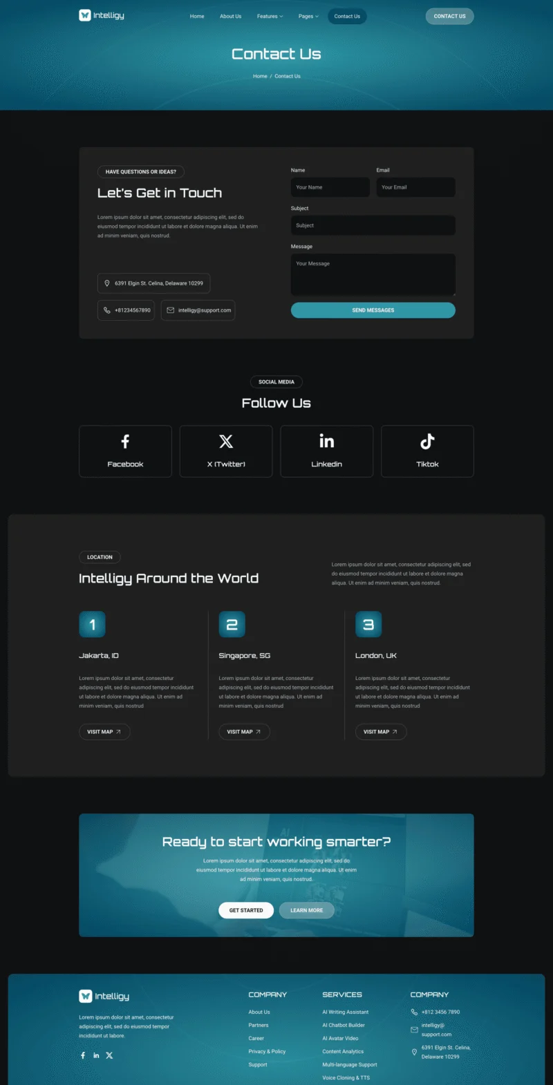 AI Elementor 模板联系页面预览