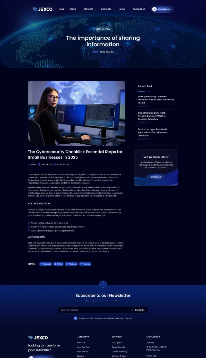 技术外包服务Elementor网站模板_一键导入快速建站插图3-WP资源海 IT互联网 Elementor 模板博客页面预览