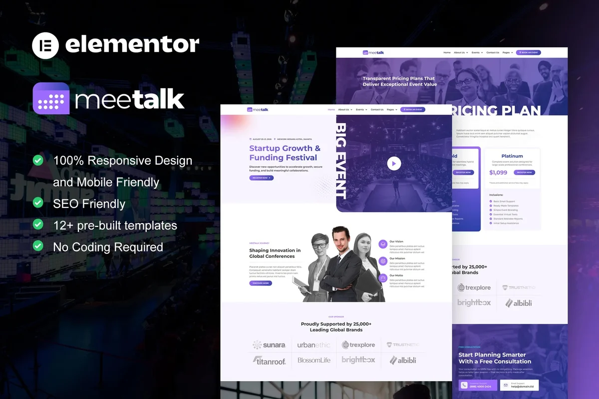 会议论坛Elementor网站模板_一键导入快速建站插图-WP资源海 会议/展览 Elementor 网站模板封面