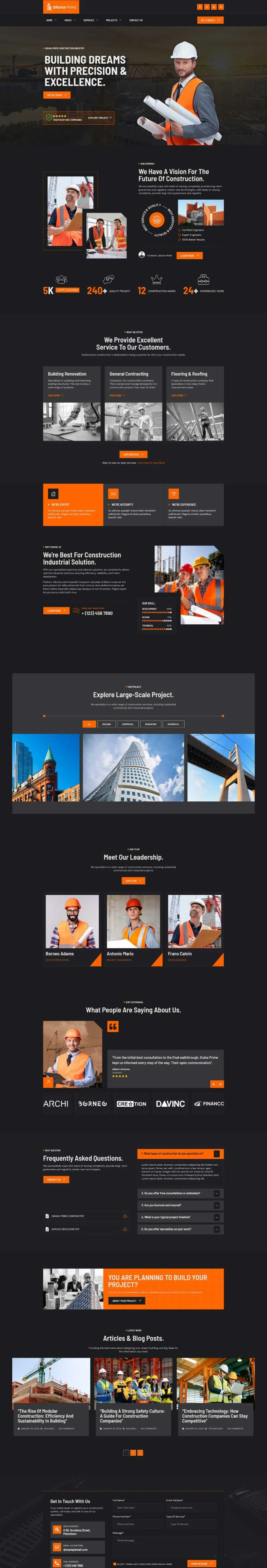 工程建筑Elementor网站模板_一键导入快速建站插图1-WP资源海 建筑/地产 Elementor 模板首页预览