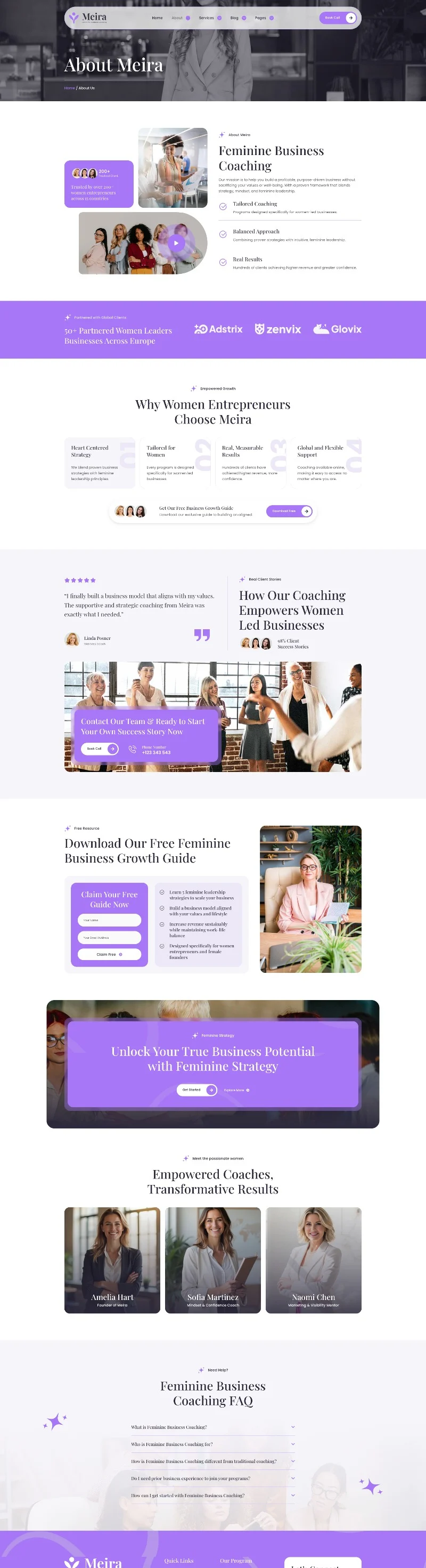 女性创业教练Elementor网站模板_一键导入快速建站插图2-WP资源海 服务/咨询 Elementor 模板关于我们预览