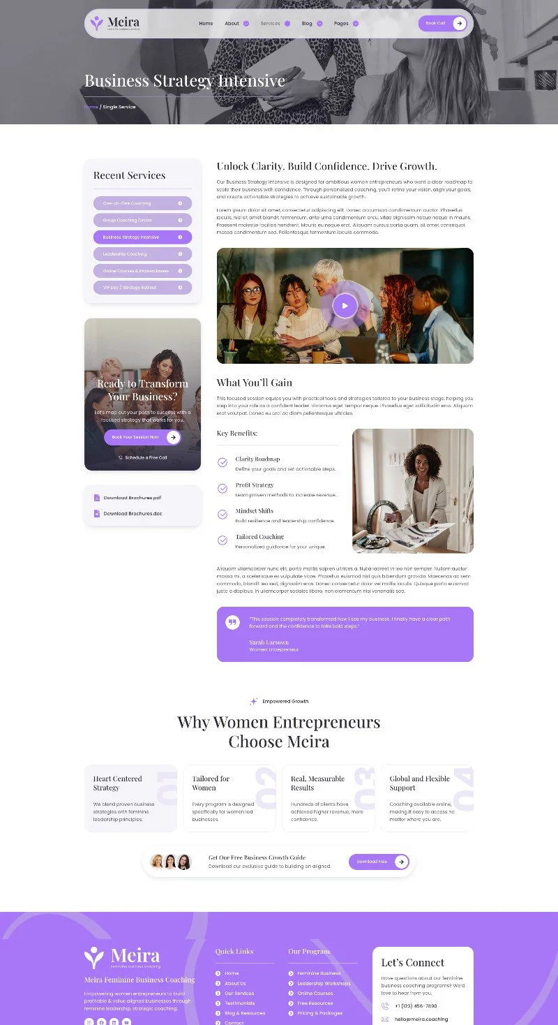 女性创业教练Elementor网站模板_一键导入快速建站插图3-WP资源海 服务/咨询 Elementor 模板服务详情预览