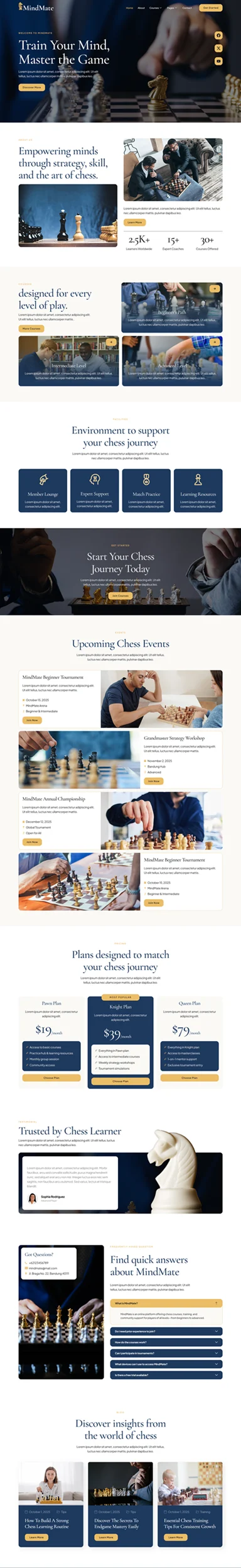 国际象棋俱乐部培训Elementor网站模板_一键导入快速建站插图1-WP资源海 教育/培训 Elementor 模板首页预览