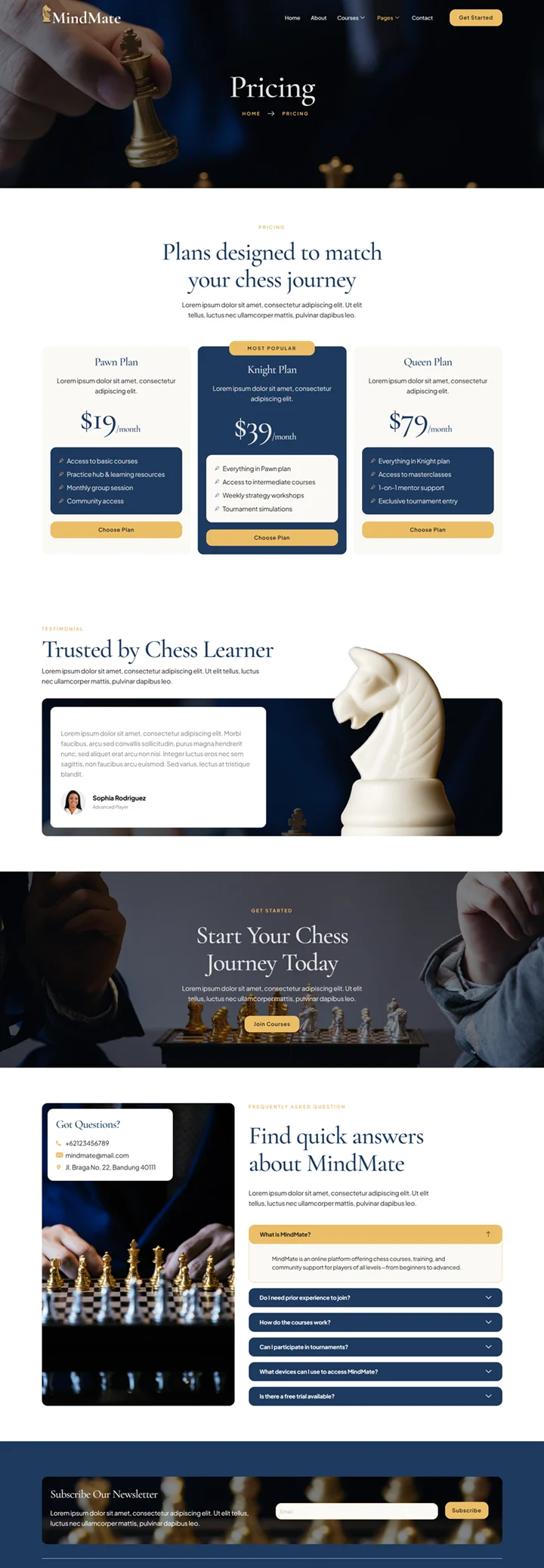 国际象棋俱乐部培训Elementor网站模板_一键导入快速建站插图5-WP资源海 教育/培训 Elementor 模板价格页面预览