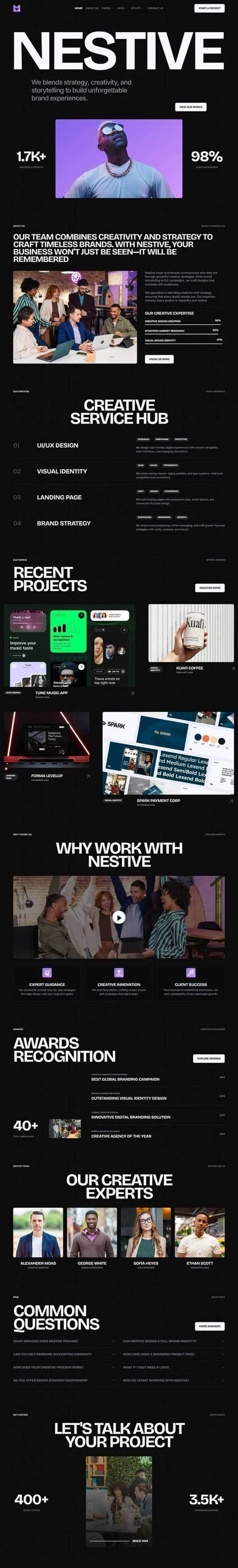 品牌创意代理Elementor网站模板_一键导入快速建站插图1-WP资源海 艺术/设计 Elementor 模板首页预览