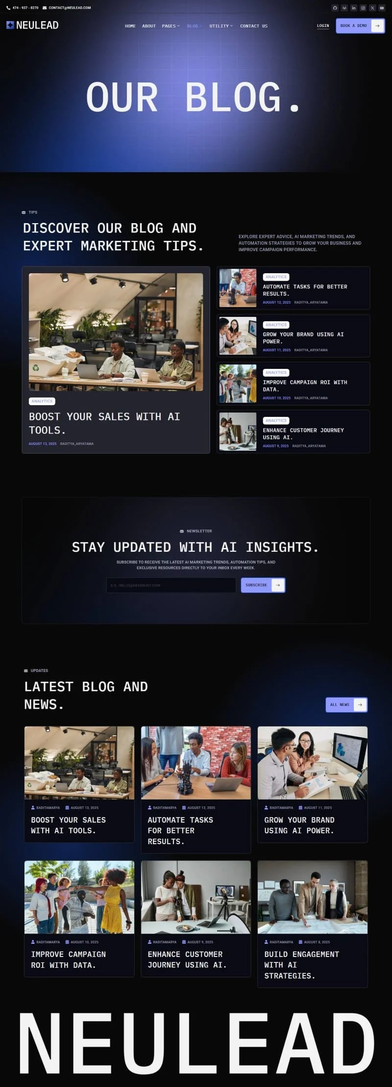 AI营销自动化平台Elementor网站模板_一键导入快速建站插图4-WP资源海 AI Elementor 模板博客页面预览