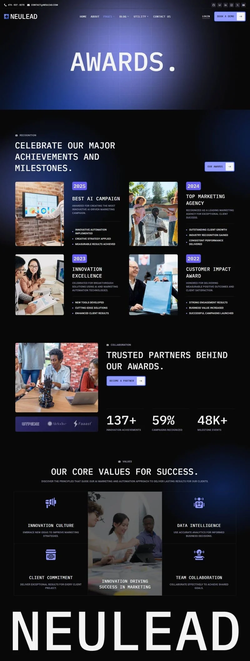AI营销自动化平台Elementor网站模板_一键导入快速建站插图5-WP资源海 AI Elementor 模板荣誉认可预览