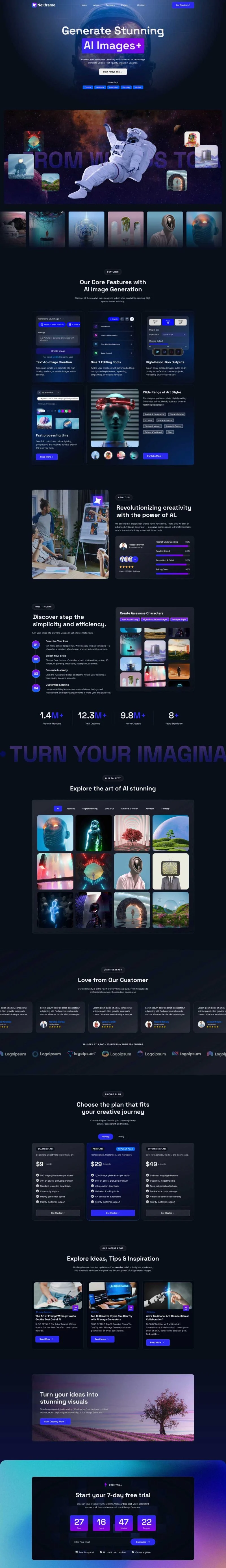 AI绘图工具Elementor网站模板_一键导入快速建站插图1-WP资源海 AI Elementor 模板首页预览