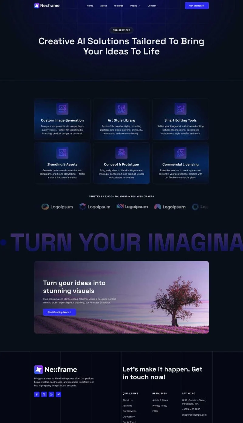 AI绘图工具Elementor网站模板_一键导入快速建站插图4-WP资源海 AI Elementor 模板服务页面预览