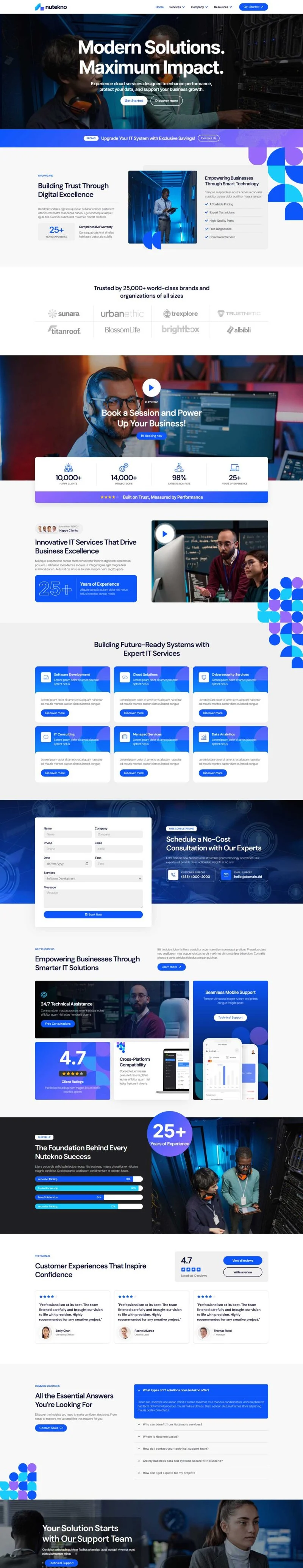 IT技术服务Elementor网站模板_一键导入快速建站插图1-WP资源海 IT互联网 Elementor 模板首页预览