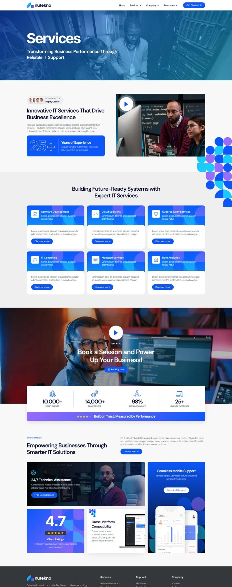 IT技术服务Elementor网站模板_一键导入快速建站插图5-WP资源海 IT互联网 Elementor 模板服务页面预览