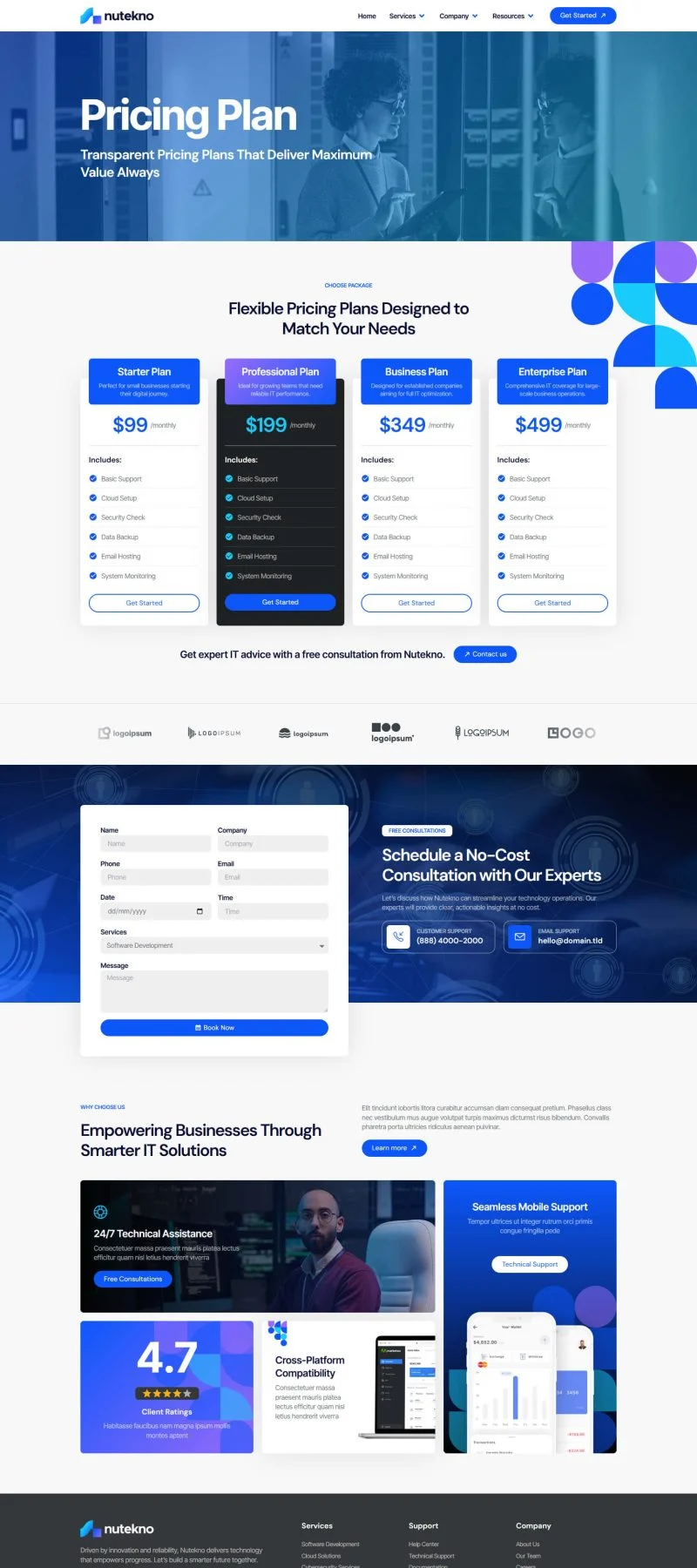 IT技术服务Elementor网站模板_一键导入快速建站插图6-WP资源海 IT互联网 Elementor 模板价格页面预览