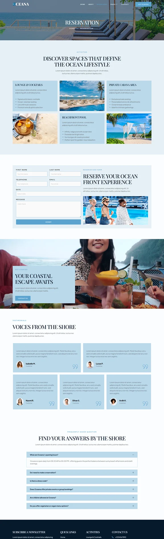 海滨俱乐部度假村Elementor网站模板_一键导入快速建站插图2-WP资源海 旅馆/酒店 Elementor 模板预约页面预览