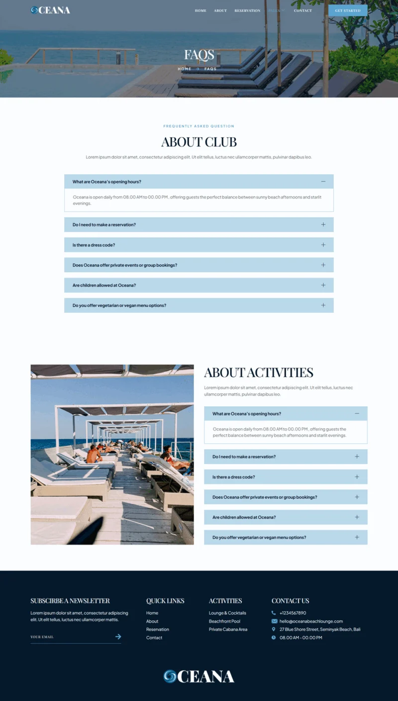 海滨俱乐部度假村Elementor网站模板_一键导入快速建站插图5-WP资源海 旅馆/酒店 Elementor 模板常见问题预览
