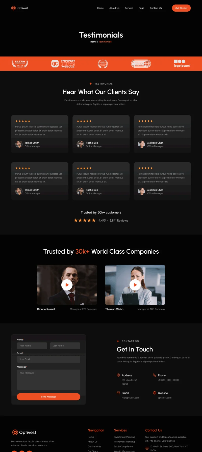 财富管理Elementor网站模板_一键导入快速建站插图3-WP资源海 金融/投资 Elementor 模板客户评价预览