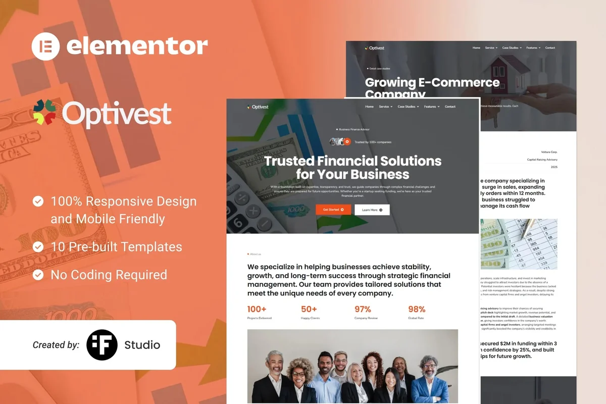 企业融资顾问Elementor网站模板_一键导入快速建站插图-WP资源海 金融/投资 Elementor 网站模板封面