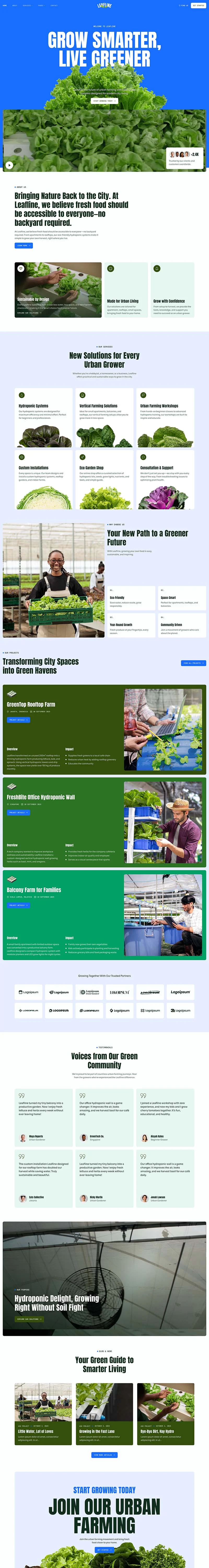 城市农业/水培Elementor网站模板_一键导入快速建站插图1-WP资源海 农业 Elementor 模板首页预览
