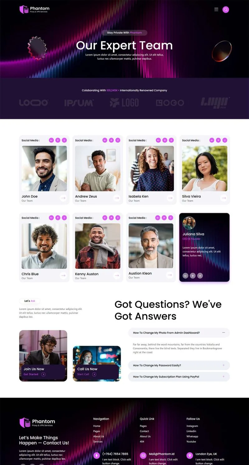 IT互联网 Elementor 模板团队页面预览