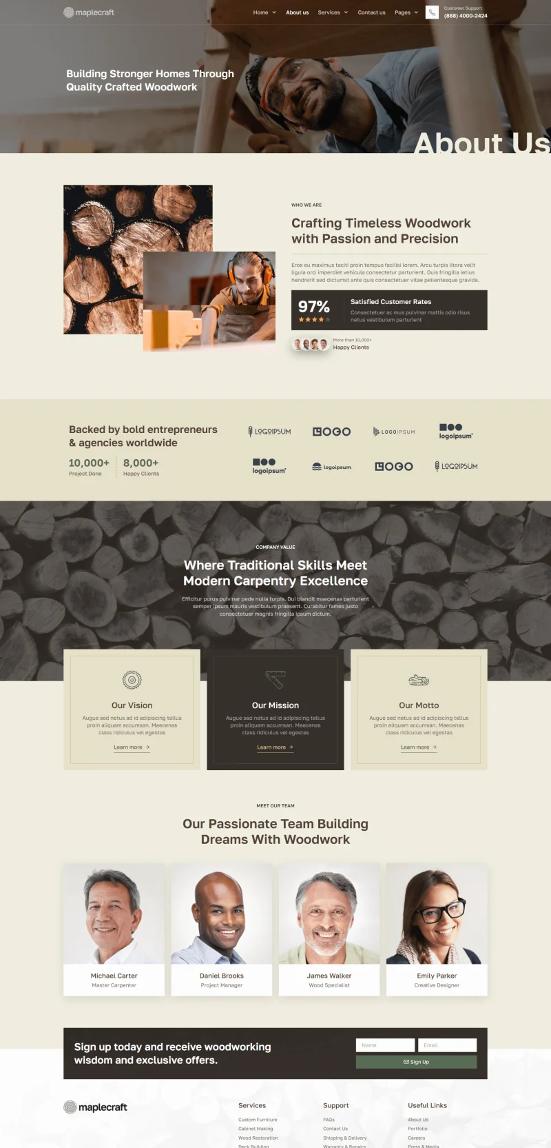 木匠/木工Elementor网站模板_一键导入快速建站插图4-WP资源海 家居用品 Elementor 模板关于我们预览