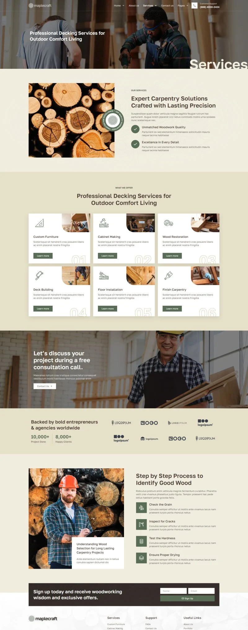 木匠/木工Elementor网站模板_一键导入快速建站插图5-WP资源海 家居用品 Elementor 模板服务页面预览