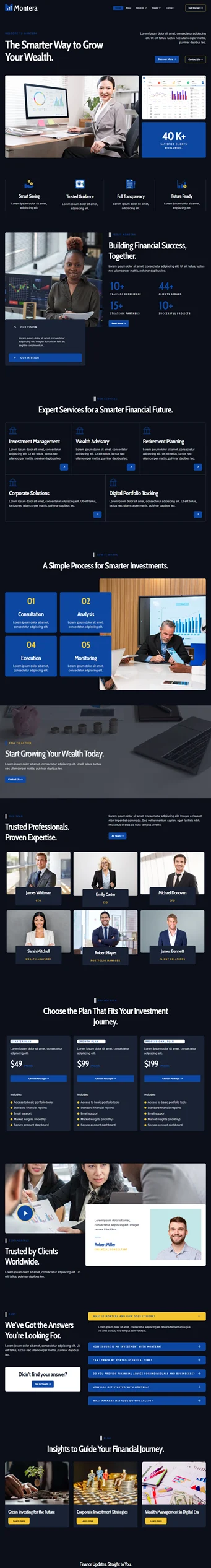 金融/投资 Elementor 模板首页预览