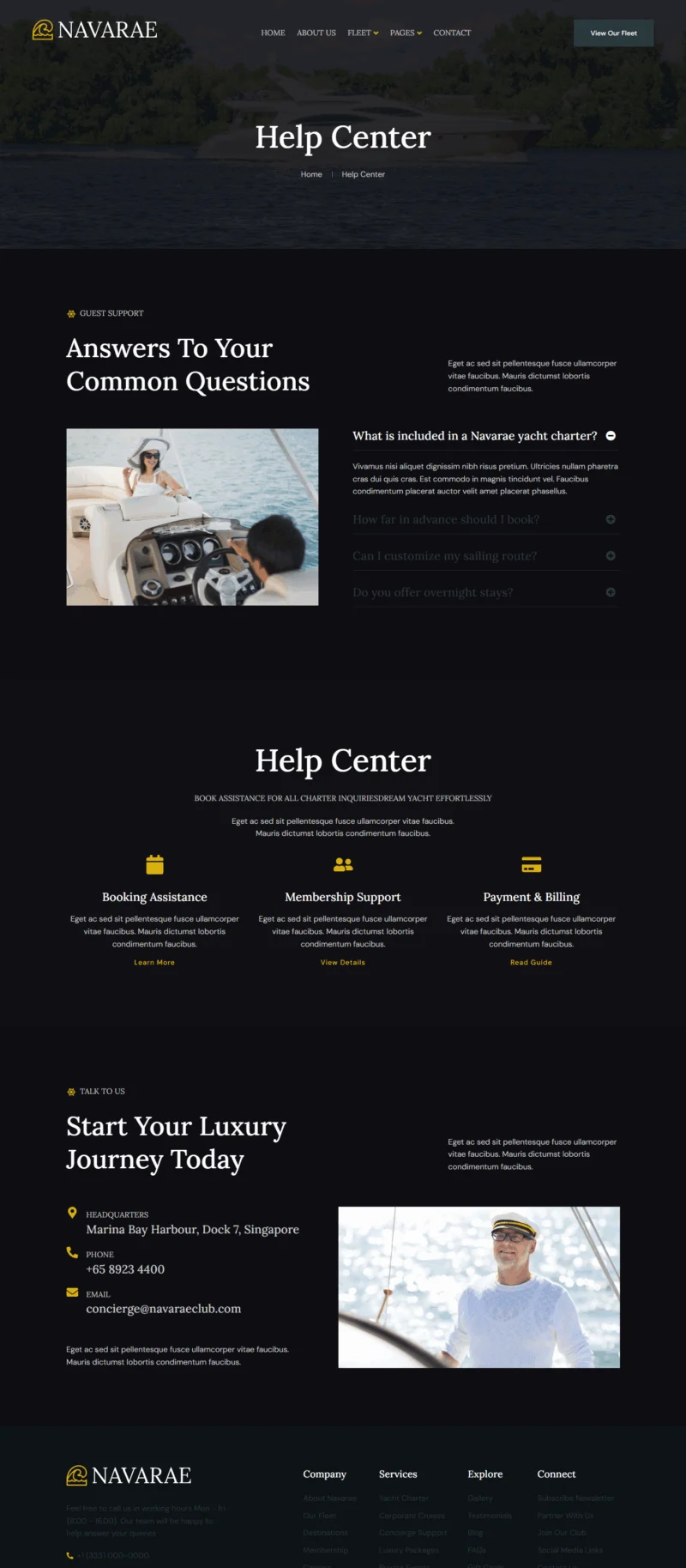 豪华游艇俱乐部Elementor网站模板_一键导入快速建站插图4-WP资源海 户外/旅行 Elementor 模板帮助中心预览