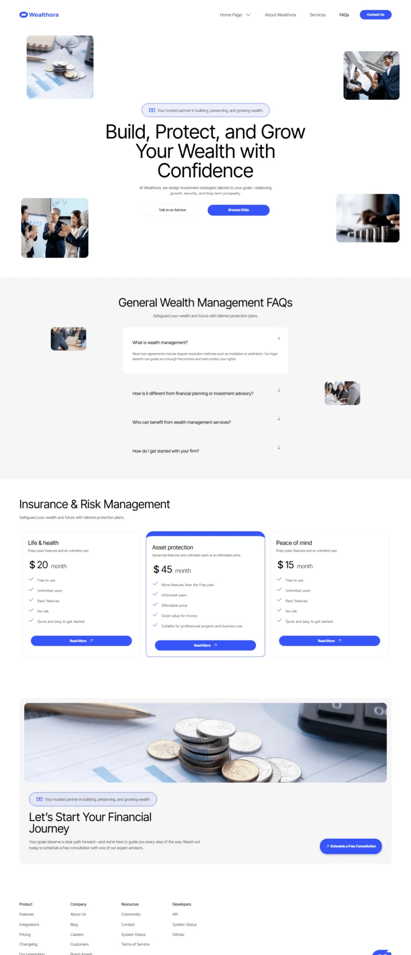 金融/投资 Elementor 模板常见问题预览