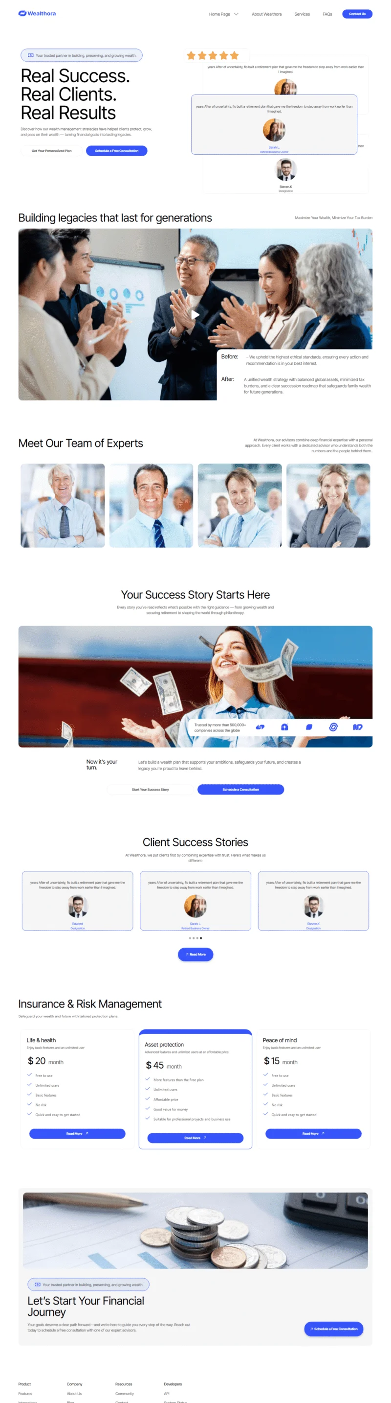 金融/投资 Elementor 模板客户成功案例预览