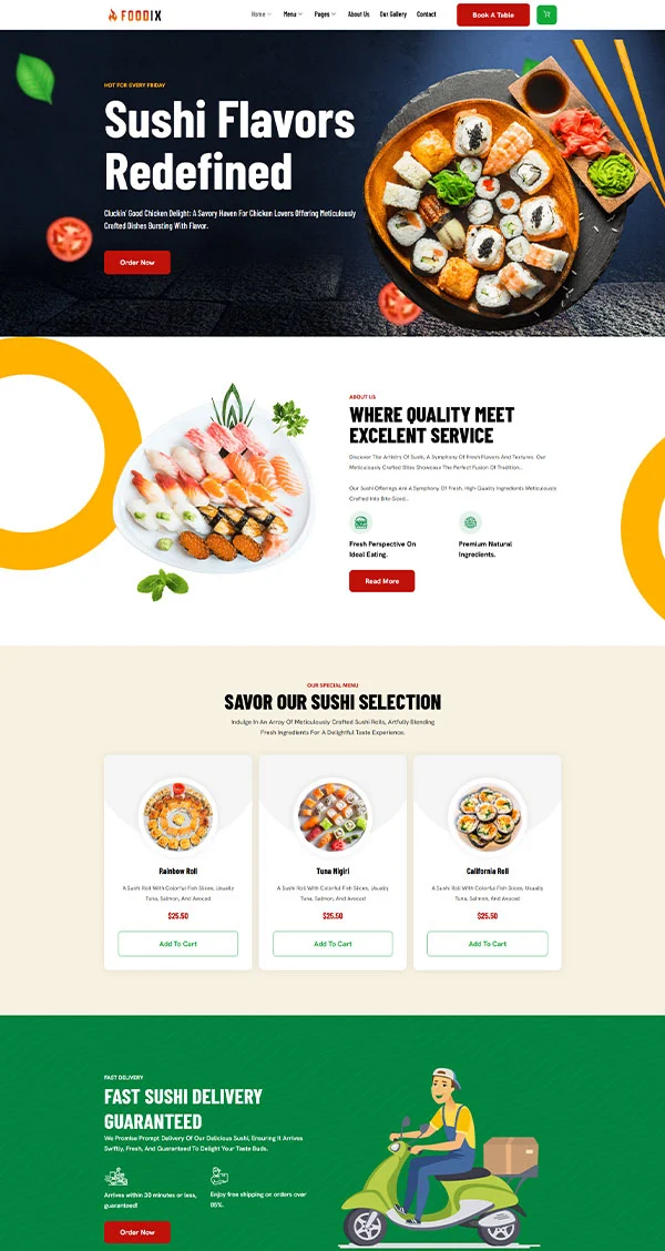 快餐餐厅Elementor网站模板_一键导入快速建站插图2-WP资源海 餐饮/食品 Elementor 模板首页预览