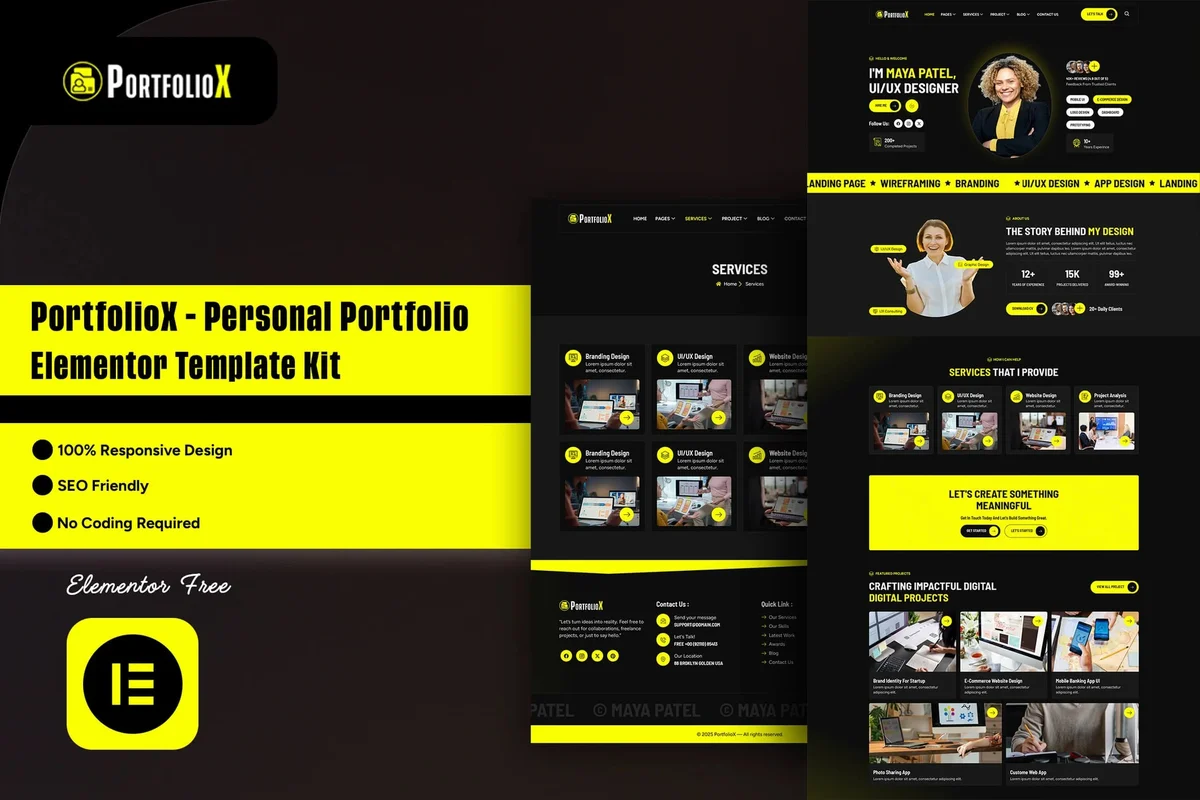 UI/UX设计师作品集Elementor网站模板_一键导入快速建站插图-WP资源海 个人 Elementor 网站模板封面