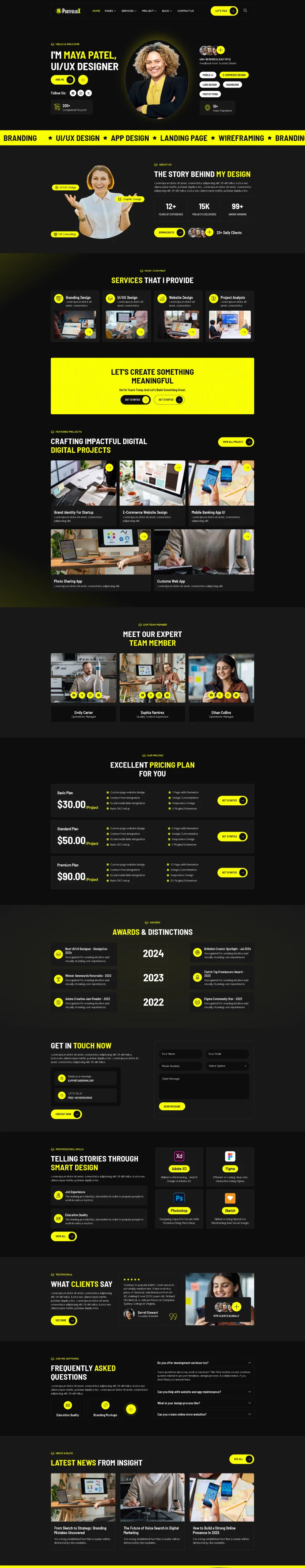 UI/UX设计师作品集Elementor网站模板_一键导入快速建站插图1-WP资源海 个人 Elementor 模板首页预览