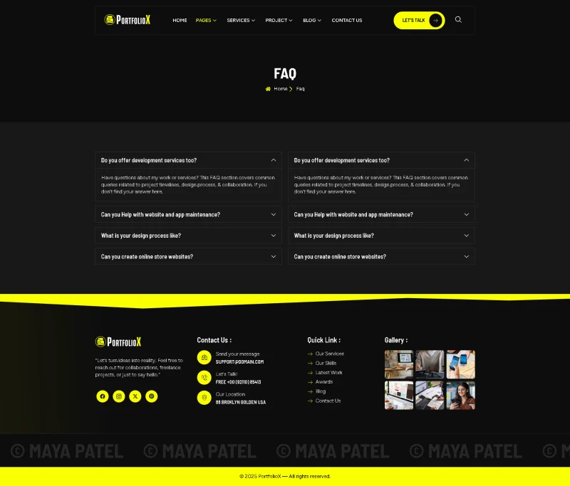 UI/UX设计师作品集Elementor网站模板_一键导入快速建站插图4-WP资源海 个人 Elementor 模板常见问题预览
