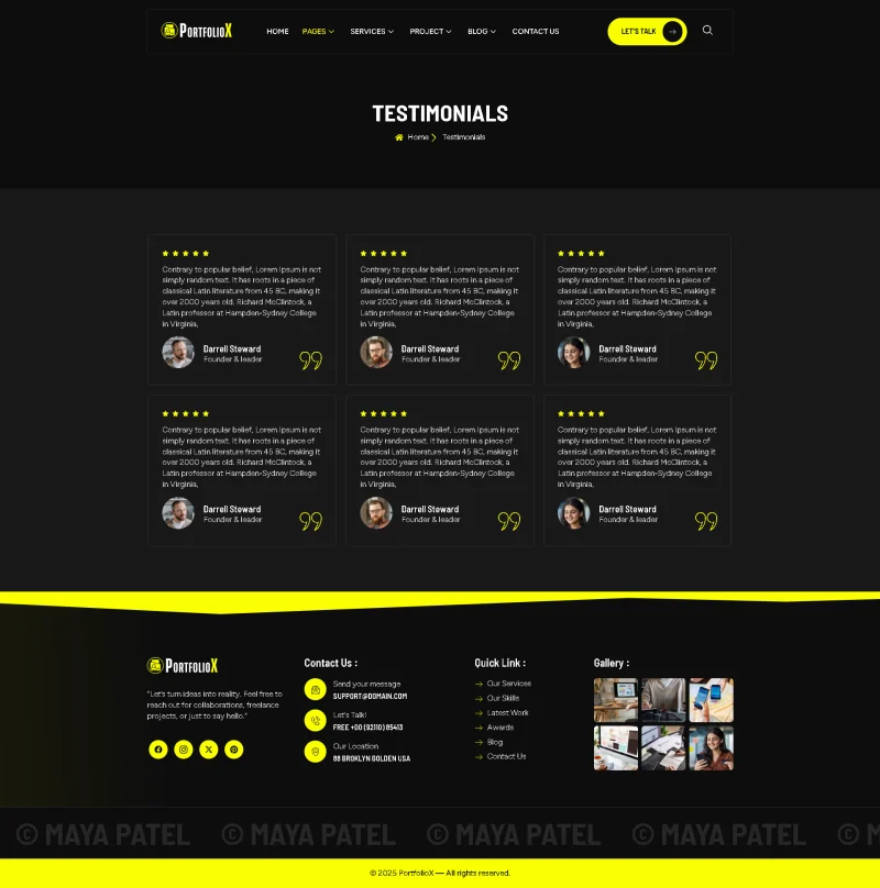 UI/UX设计师作品集Elementor网站模板_一键导入快速建站插图5-WP资源海 个人 Elementor 模板客户评价预览
