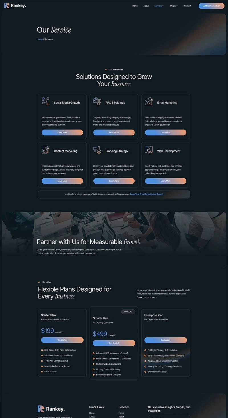 广告/营销 Elementor 模板服务页面预览