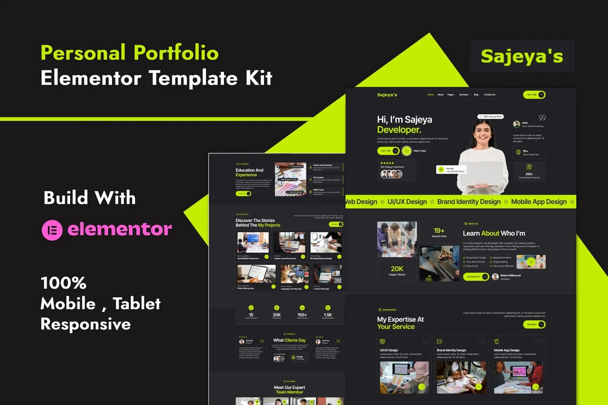 设计师作品集Elementor网站模板_一键导入快速建站插图-WP资源海 个人 Elementor 网站模板封面