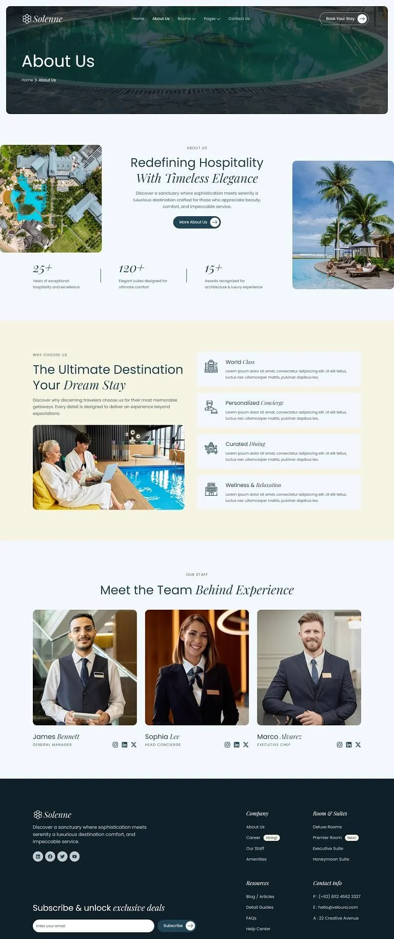 旅馆/酒店 Elementor 模板关于我们预览