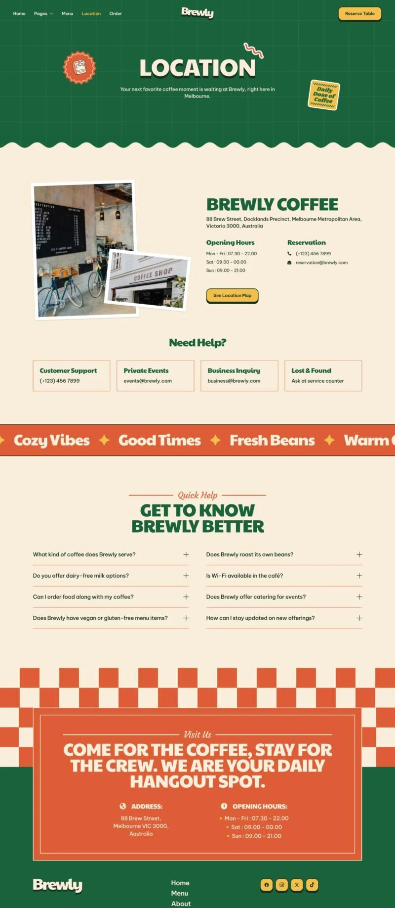 餐饮/食品 Elementor 模板地点页面预览