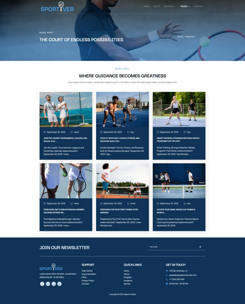 运动/健身 Elementor 模板博客页面预览