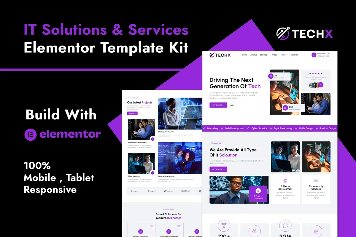 IT服务Elementor网站模板_一键导入快速建站插图-WP资源海 IT互联网 Elementor 网站模板封面