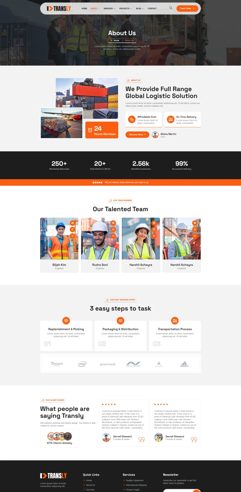 货运服务Elementor网站模板_一键导入快速建站插图5-WP资源海 物流/运输 Elementor 模板关于我们预览