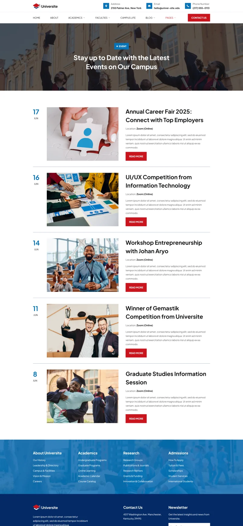高等院校Elementor网站模板_一键导入快速建站插图2-WP资源海 学校 Elementor 模板活动页面预览