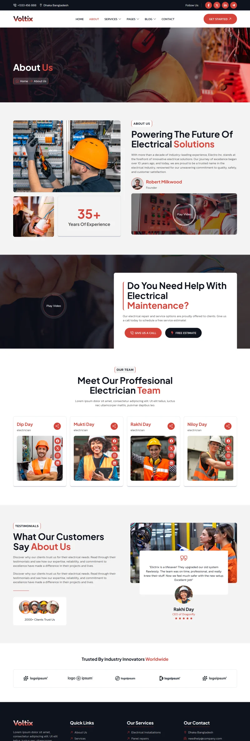 企业 Elementor 模板关于我们预览