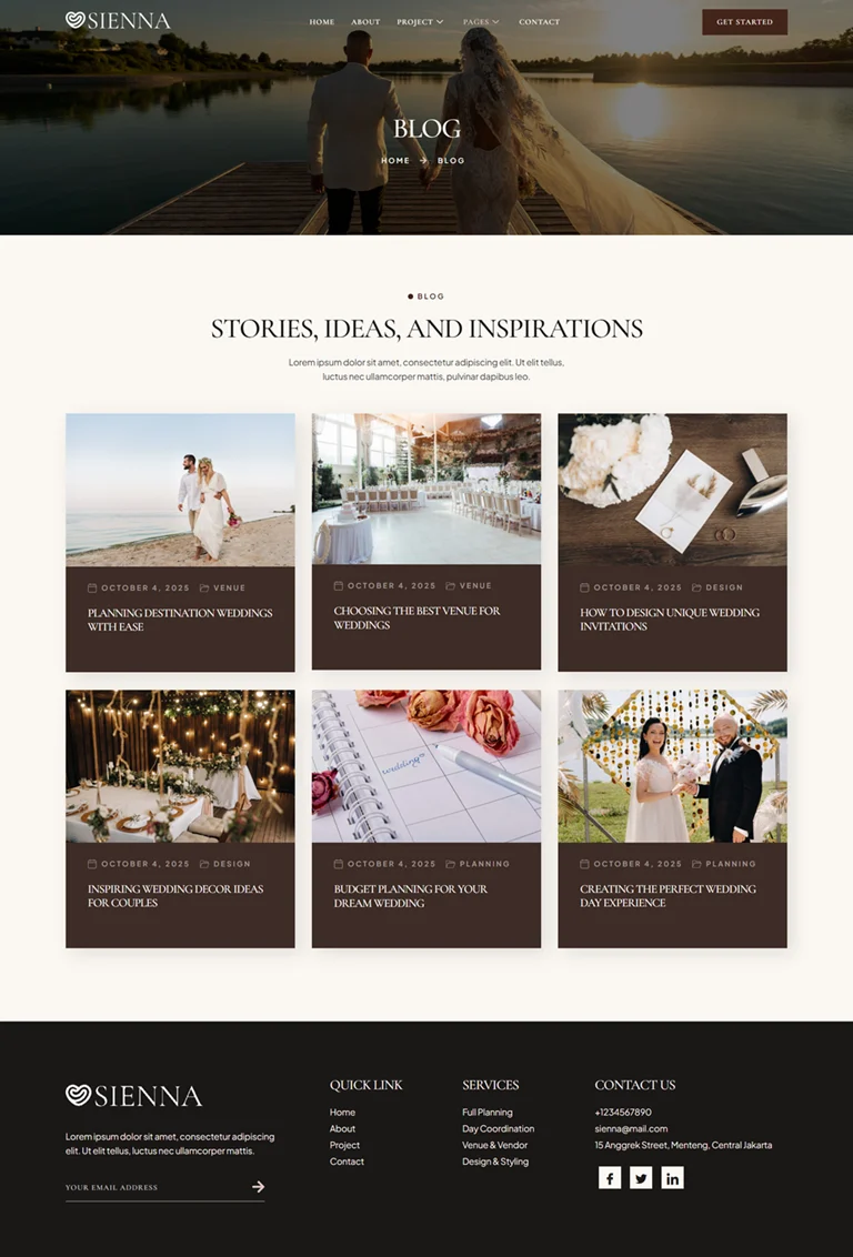 婚礼顾问Elementor网站模板_一键导入快速建站插图3-WP资源海 婚礼/婚庆 Elementor 模板博客页面预览